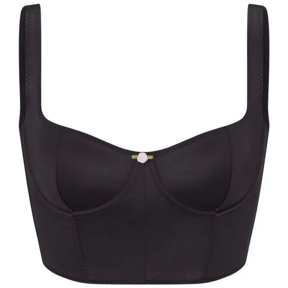 SKIMS Stretch Satin Corset in Onyx